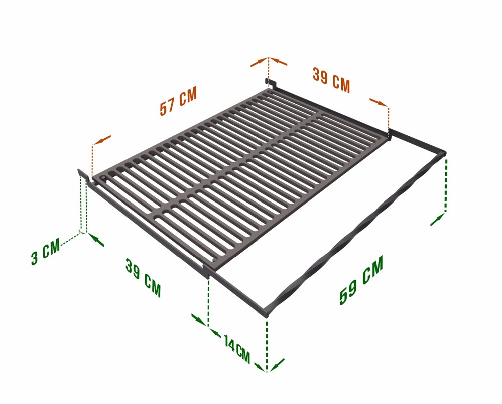 Решетка чугунная Премиум для гриля в рамке 570 х 390 мм. - в СПб