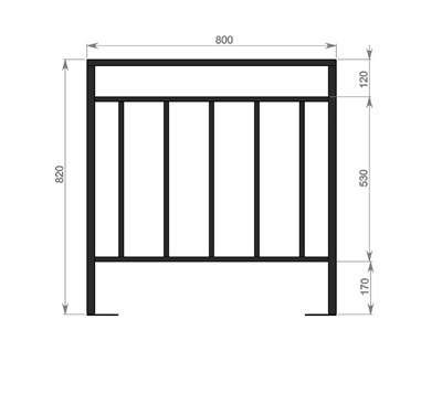 Перила прямое для террасы и крыльца 800 х 820 мм. 3191 - фото 18308