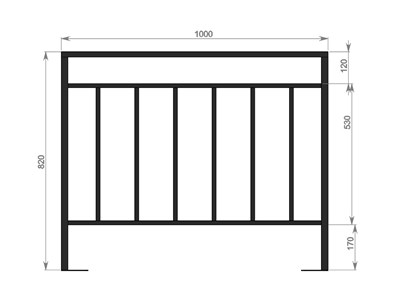 Перила прямое для террасы и крыльца 1000 х 820 мм. 3192 - фото 18315
