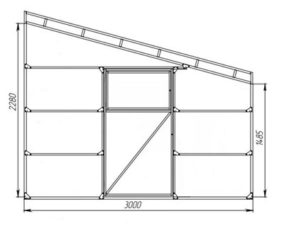 Теплица Пристенная-Прямая 3 х 4 метра 3126