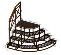 Крыльцо полукруглое 4 ступени с решеткой и доской 3284